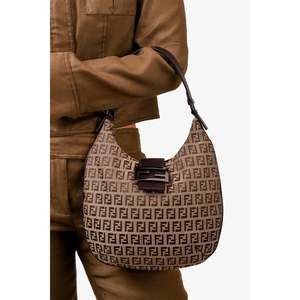 Fendi Zucca Canvas Hobo Shoulder Bag